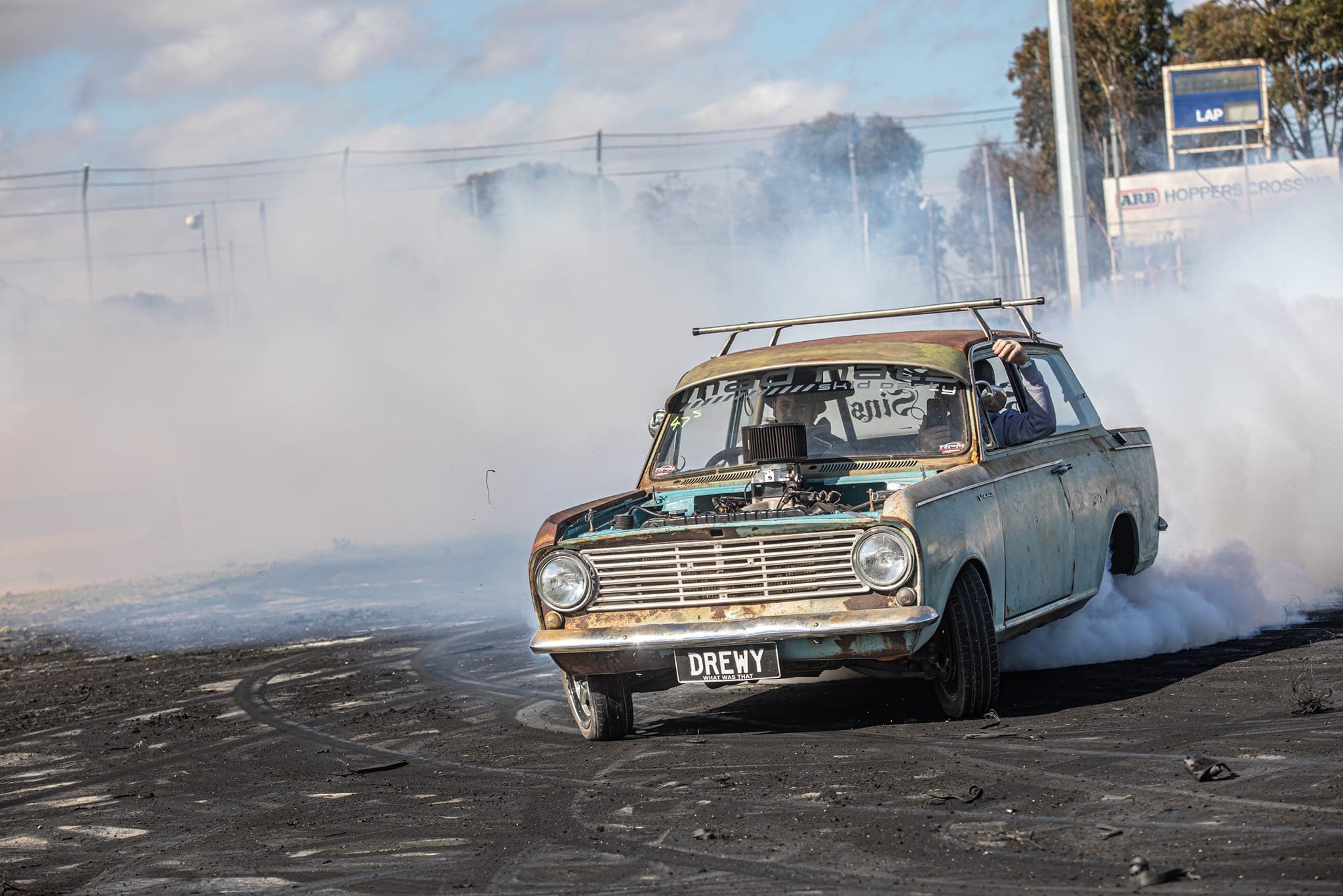 Burnout competition at Avalon Raceway